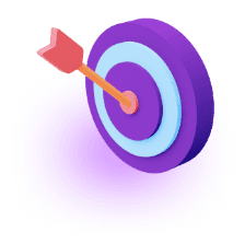 3D dart hitting target bullseye icon representing precision marketing strategy, business goals, and successful digital targeting