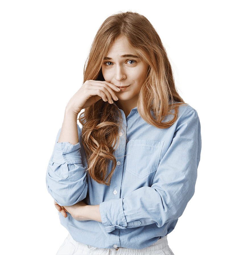 The woman is happy with getting good results from her marketing campaigns